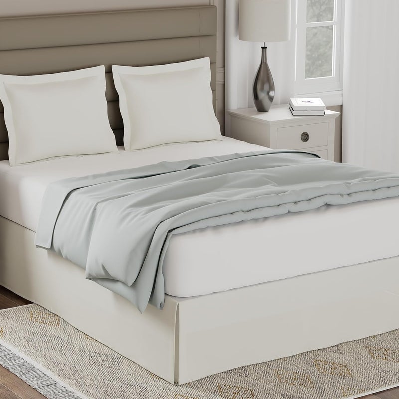 Levinsohn Lux Hotel Tailored Bed Skirt Classic 14" Drop Length Pleated Styling, Twin, Bone - Image 1
